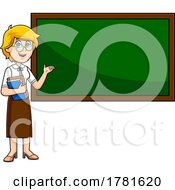 Cartoon Teacher At A Chalkboard