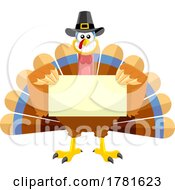 Cartoon Thanksgiving Turkey Holding A Sign