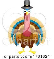 Poster, Art Print Of Cartoon Thanksgiving Turkey Wearing A Pilgrim Hat