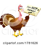 Poster, Art Print Of Cartoon Thanksgiving Turkey Bird Holding A Sign And Wearing A Pig Nose