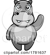 Poster, Art Print Of Cartoon Waving Hippo