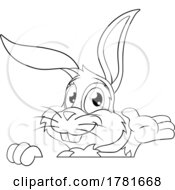 Easter Bunny Rabbit Cartoon Character Peeking Sign