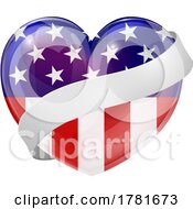 Poster, Art Print Of American Heart With A Banner