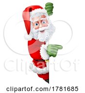 Santa Claus Christmas Pointing At Sign Cartoon