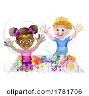 Poster, Art Print Of Boy And Girl Fun Painting