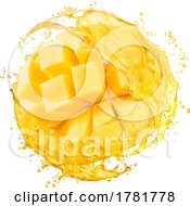 Poster, Art Print Of 3d Mango And Juice Splash