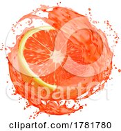 3d Grapefruit And Juice Splash