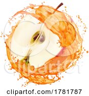 Poster, Art Print Of 3d Apple And Juice Splash