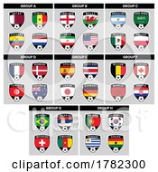 Poster, Art Print Of Shield Team Badges For All Countries In Football Tournament