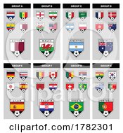 Poster, Art Print Of Angled Shield Team Badges And Groups From Football Tournament
