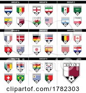 Angled Shield Team Badges For All Countries In Football Tournament