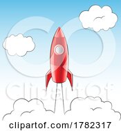 Poster, Art Print Of Launching Red Rocket And Sky