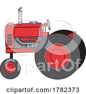 Poster, Art Print Of Cartoon Red Farm Tractor