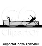 Poster, Art Print Of Tennis Women Playing Match Silhouette Players