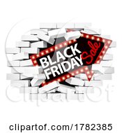 Black Friday Sale Sign Brick Wall Breaking Concept