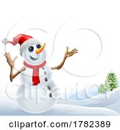Poster, Art Print Of Snowman Christmas Snow Landscape Scene