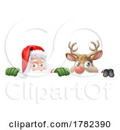 Poster, Art Print Of Santa Claus Father Christmas And Reindeer Sign