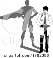 Superhero Doctor With Super Hero Shadow Silhouette