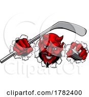 Devil Satan Ice Hockey Sports Mascot Cartoon