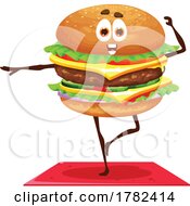 Poster, Art Print Of Yoga Cheeseburger Food Mascot