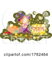 Happy Halloween Greeting And Girl Witch