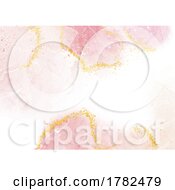 Poster, Art Print Of Hand Painted Alcohol Ink Background With Glittery Gold Elements