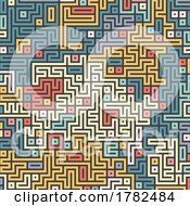 Poster, Art Print Of Retro Coloured Maze Style Pattern Background