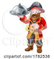 Poster, Art Print Of Pirate Captain Chef With Food Cloche Plate Platter