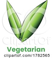 Poster, Art Print Of Vegetarian Icon With Shaded Green Leaves