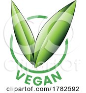 Poster, Art Print Of Vegan Round Icon With Shaded Green Leaves - Icon 8