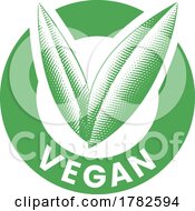 Vegan Round Icon With Engraved Green Leaves Icon 4