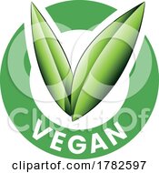 Poster, Art Print Of Vegan Round Icon With Shaded Green Leaves - Icon 4