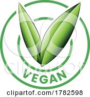 Poster, Art Print Of Vegan Round Icon With Shaded Green Leaves - Icon 5
