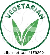 Poster, Art Print Of Vegetarian Round Icon With Green Leaves And Dark Green Text - Icon 1