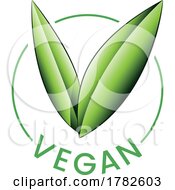 Vegan Round Icon With Shaded Green Leaves Icon 3
