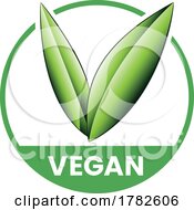 Poster, Art Print Of Vegan Round Icon With Shaded Green Leaves - Icon 2