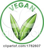 Poster, Art Print Of Vegan Round Icon With Shaded Green Leaves - Icon 1