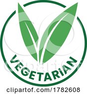 Vegetarian Round Icon With Green Leaves And Dark Green Text Icon 7