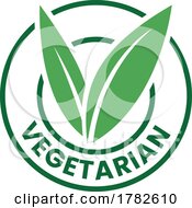 Vegetarian Round Icon With Green Leaves And Dark Green Text Icon 5