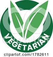 Vegetarian Round Icon With Green Leaves And Dark Green Text Icon 4