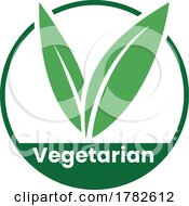 Vegetarian Round Icon With Green Leaves And Dark Green Text Icon 2