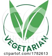 Vegetarian Round Icon With Green Leaves And Dark Green Text Icon 3