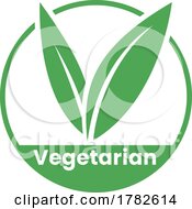 Poster, Art Print Of Vegetarian Round Icon With Green Leaves - Icon 2