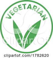 Poster, Art Print Of Vegetarian Round Icon With Green Leaves - Icon 1