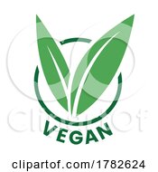 Poster, Art Print Of Vegan Round Icon With Green Leaves And Dark Green Text - Icon 8