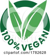 100 Vegan Round Icon With Green Leaves And Dark Green Text Icon 6