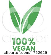 100 Vegan Icon With Green Leaves