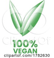 Poster, Art Print Of 100 Vegan Icon With Engraved Green Leaves