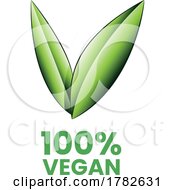 Poster, Art Print Of 100 Vegan Icon With Shaded Green Leaves