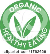 Organic Healthy Eating Round Icon With Green Leaves